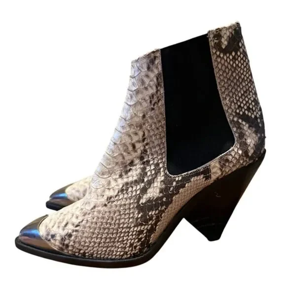 NWT Isabel Marant Lemsey Snake-Effect Leather Boots, EU 37 (US 7)